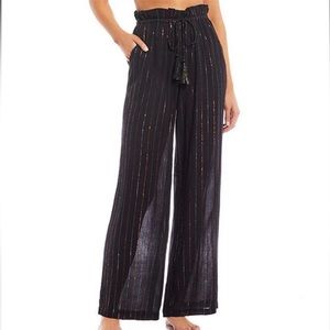 Gibson & Latimer Metallic Detail Drawstring Tie
High Waist Pant Swimsuit CoverUp